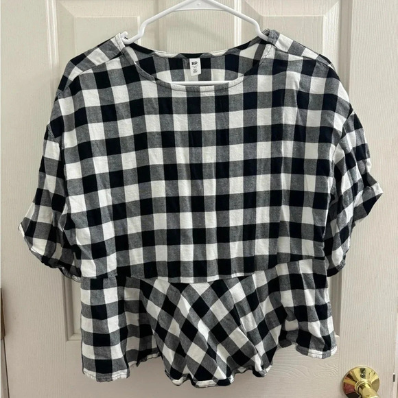 BP cropped black and white plaid shirt size XS - Picture 1 of 5